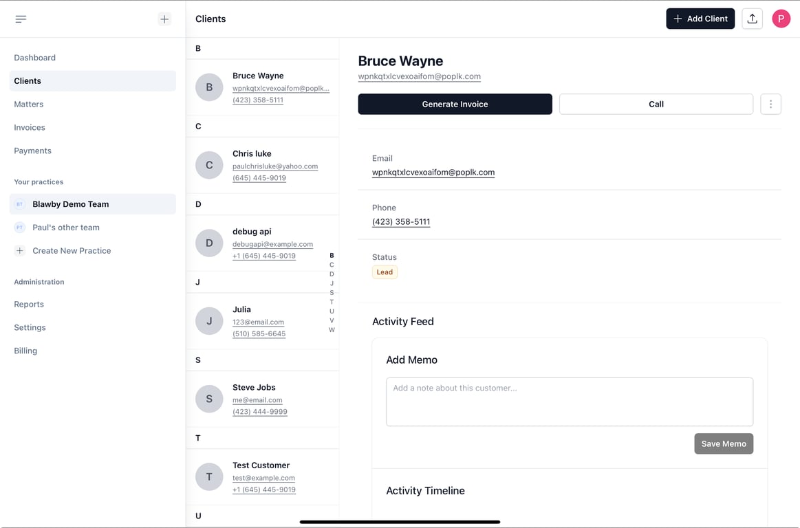 Client List Interface