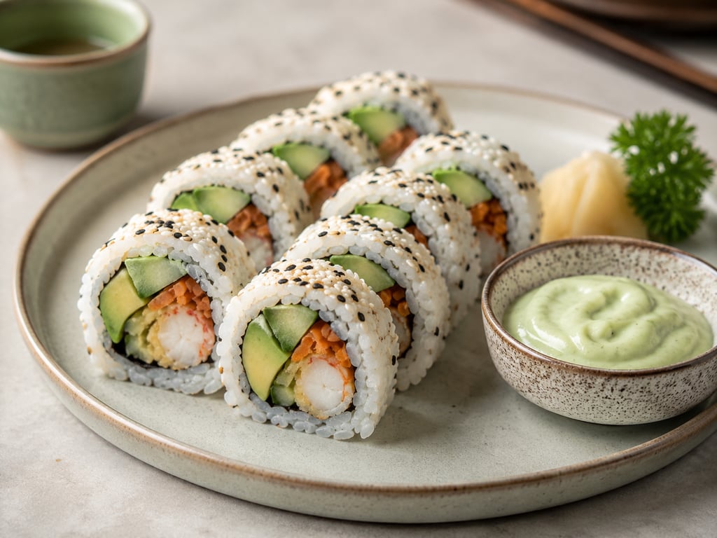 Ebi Vegetables Roll Mayonnaise Wasabi Dip