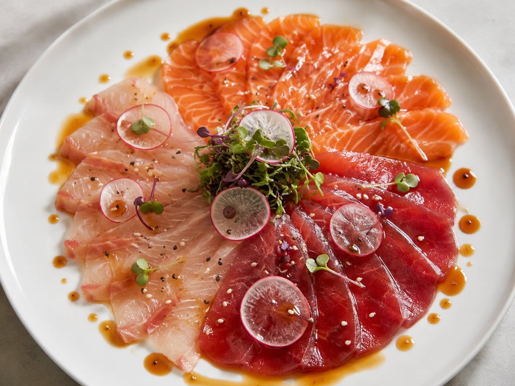 Salmon, Tuna, Hamachi Usuzukuri