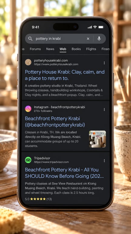 Pottery House Krabi in mobile search results