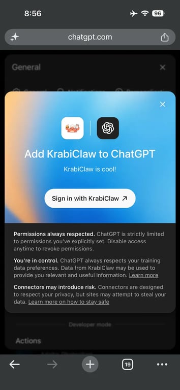 Sign in with KrabiClaw screen