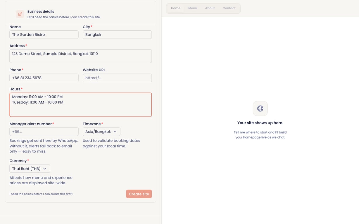 Details form filled in with required fields