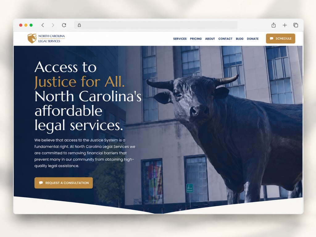 North Carolina Legal Services’ website on desktop