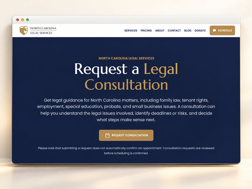 North Carolina Legal Services’ online consultation page