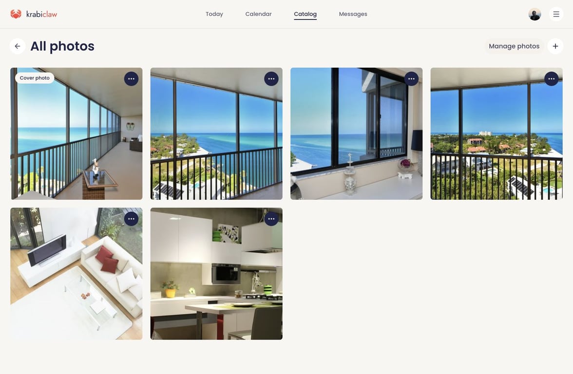 Saltleaf Stays Demo photo library showing the studio cover photo and interior photographs.