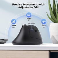 seenda Ergonomikus Vezeték Nélküli Egér Hangerőszabályzóval - Többeszközös Bluetooth/USB Vertikális Egér PC, MacBook, Tablet Használatra - F 8