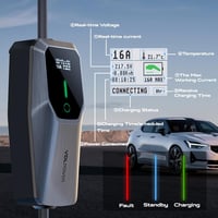 VDLPOWEREU Type 2 Elektromos Autó Töltőkábel, 7.36KW, 32A, 5m, Háromfázisú CEE Csatlakozóval, Időzíthető Töltés, Állítható Áramerősség 7