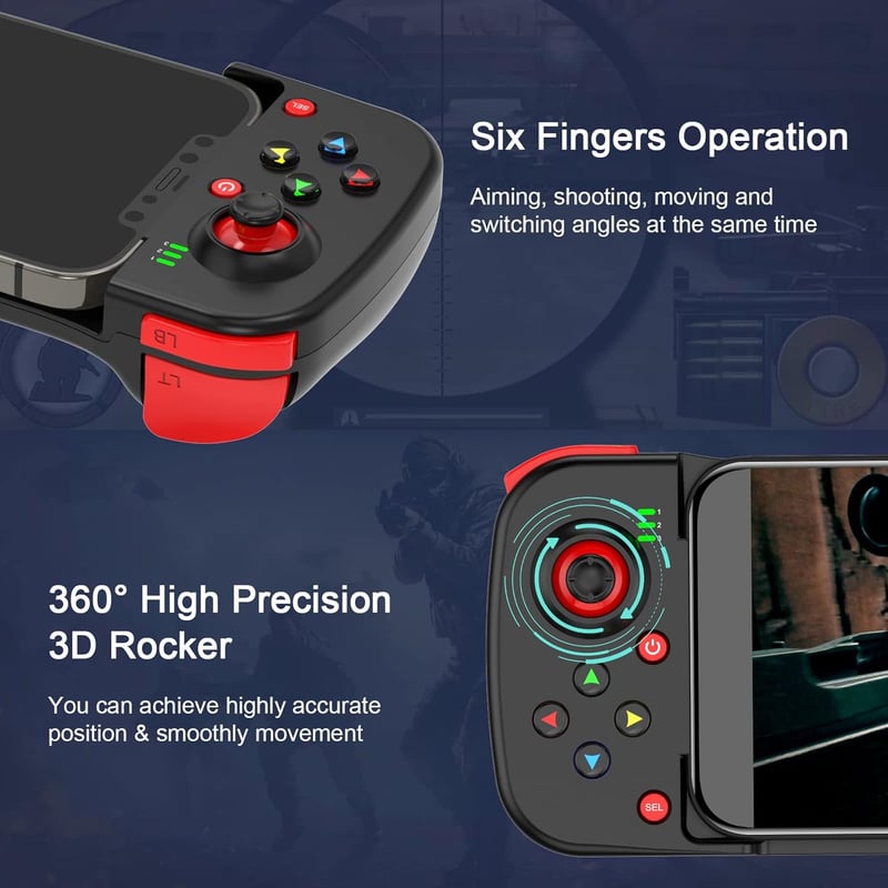MFi Bluetooth Játékvezérlő iPhone és Android Készülékekhez - Megadream Vezeték Nélküli Gamepad (Fekete)