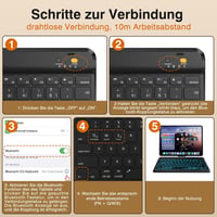 Tumeiguan Háttérvilágítású Bluetooth Billentyűzet - Megnövelt Billentyűkkel, QWERTZ Német Kiosztás, iOS/Android/Windows/Mac Kompatibilis, Ul 7