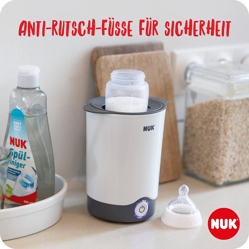NUK Thermo Express Plus Cumisüveg Melegítő - Gyors 90 Másodperces Melegítés Otthon és Utazáshoz, Autós Adapter Kábellel, Fehér