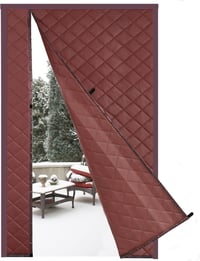 Risareyi Mágneses Hőszigetelő Ajtófüggöny 140x200 cm - Barna Bőrhatású  Meleg és Hideg Elleni Védelem 1