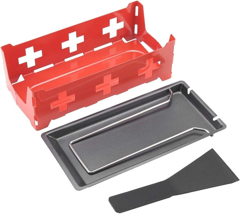 Piros Mini Raclette Sajtolvasztó Készlet Pálcikákkal, Hordozható