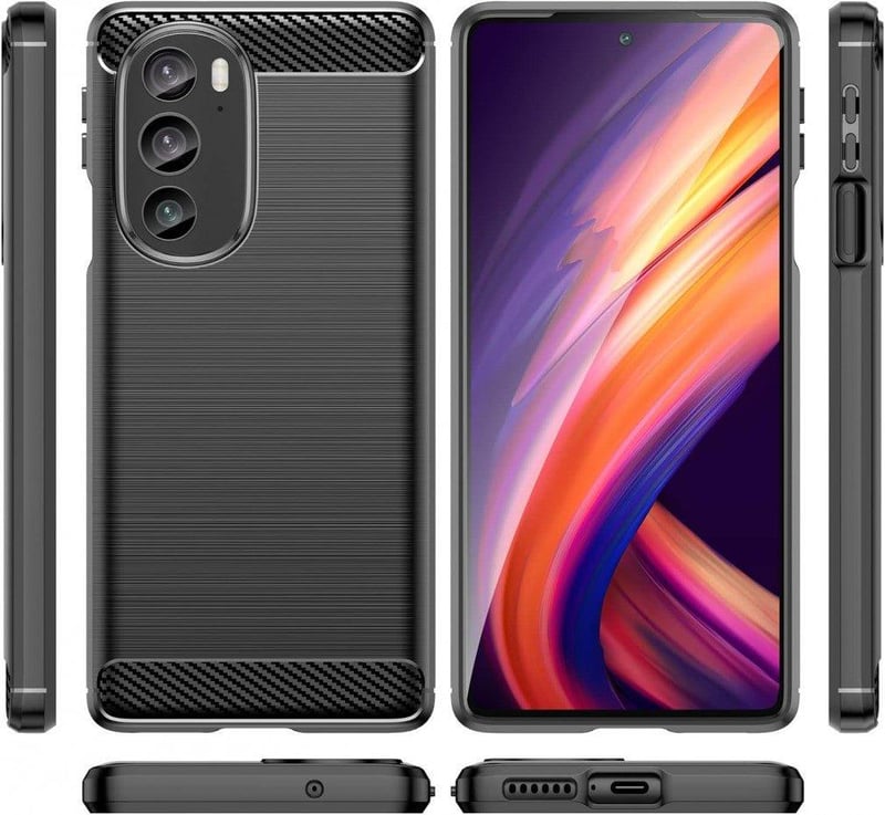 Motorola Edge+ 2022 Karbon Védőtok - Fekete, Ütésálló