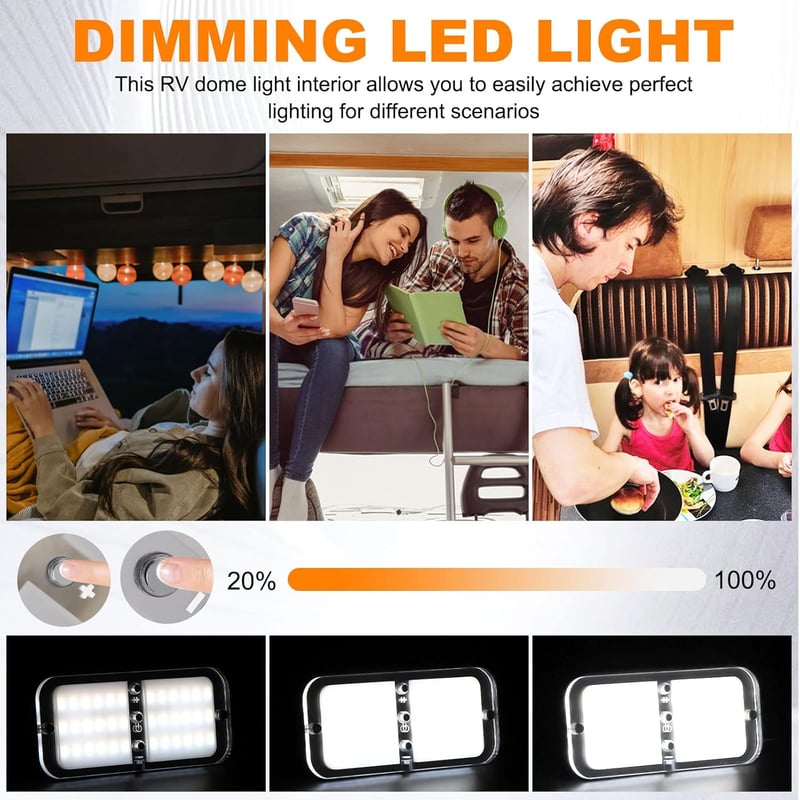 Kriogor LED Mennyezeti Lámpa Lakóautóba, 12V, Távirányítós, 4 Üzemmód, 700LM, 2db