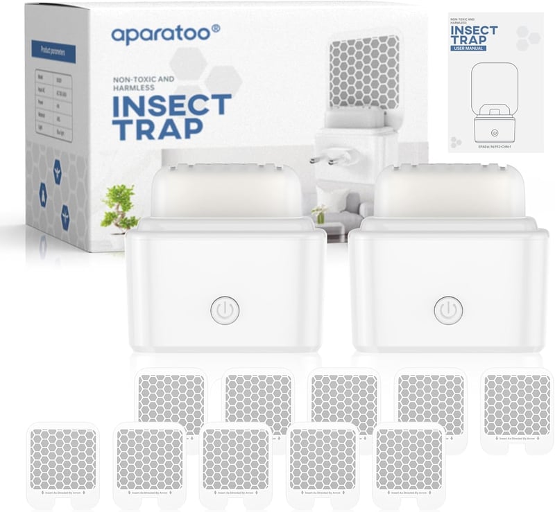 Tiptop Home Elektromos Rovarcsapda - 2 db UV Fénycsapda Ragadós Lappal, Szúnyog, Muslica és Molyirtó, Szagtalan, Beltéri Használatra, Fehér