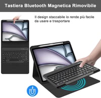 SENGBIRCH iPad Air 13" (M2, 2024) Bluetooth Billentyűzetes Tok - Levehető Mágneses Billentyűzet, Ütésálló PU Bőr Védőtok, Fekete 3