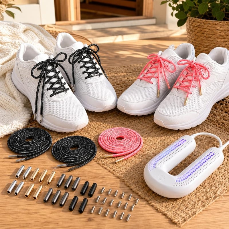 Set za osvježenje tenisica: 4 para vezica + 24 završetka + UV sušilo