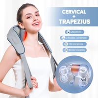 Új 2024 Shiatsu nyak- és vállmasszírozó készülék melegítéssel, 5D forgó masszázzsal - szürke 2
