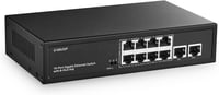 10 Portos Gigabit PoE Switch - 8 PoE+ Port, 120W, Ventilátor Nélküli 1
