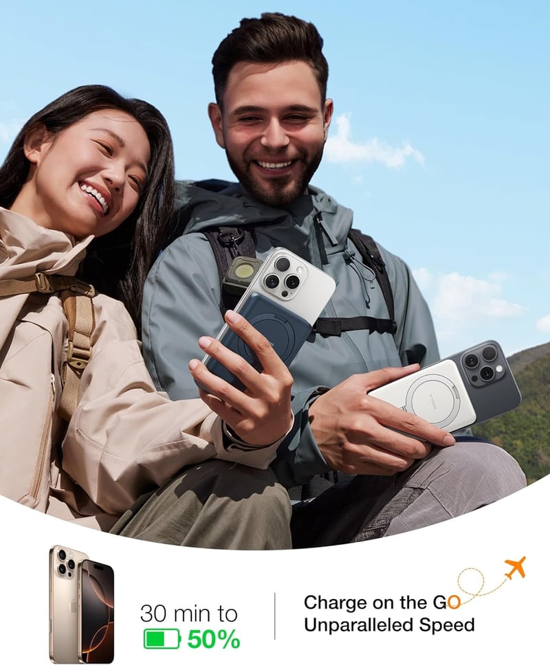 TORRAS 10000 mAh Mágneses Powerbank MagSafe Gyorstöltéssel és O Állvánnyal - 22.5W PD Vezeték Nélküli Hordozható Akkumulátor iPhone 16/15/14