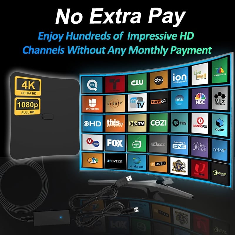 FxindX 280 mérföldes hatótávolságú digitális beltéri TV antenna 4K és 1080p adásokhoz