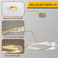 minifair Arany Gyűrű Alakú LED Csillár - 40 cm Modern Dimmelhető Kristály Lámpa Nappaliba, Hálószobába, Étkezőbe, Irodába, Érintésvezérlésse 4