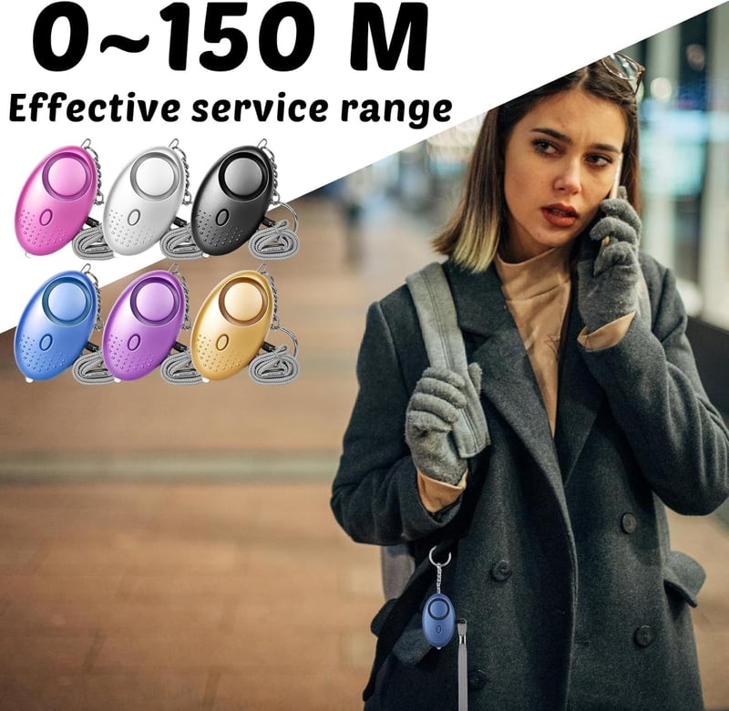 GOMETY 6db-os Személyi Riasztó Kulcstartó 130-135dB Hangos Szirénával és LED Lámpával - Biztonsági Pánikgomb Nőknek, Gyerekeknek, Időseknek