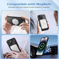 iPhone 14 Pro Max MagSafe-os ütésálló szilikon tok kameravédővel, fekete-lila 4