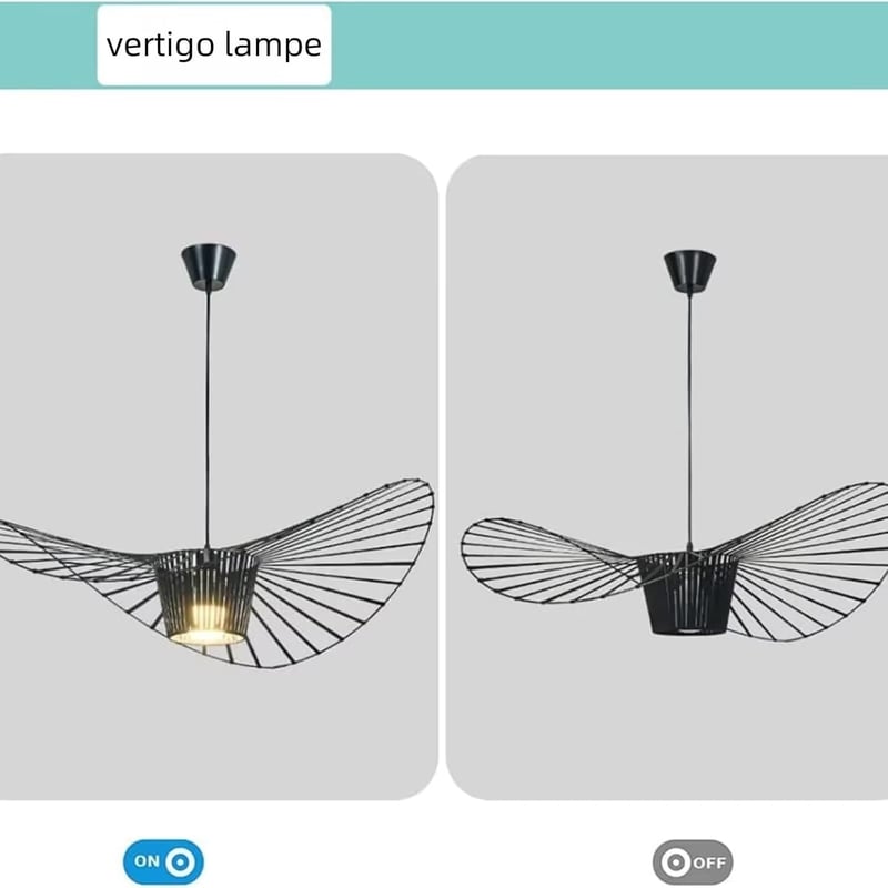 HRGKLMN Vertigo Függőlámpa - Állítható Magasságú Retro Szalmakalap Csillár, E27, 18W, 800 Lumen, Fekete, 100 cm, Nappali és Hálószoba Világí