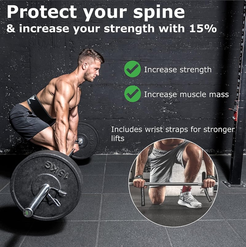 VIKINGSTRENGTH Prémium Súlyemelő Öv Edzőpántokkal - Férfi és Női Erőemelő Öv Guggoláshoz, Felhúzáshoz, CrossFit Edzéshez, M-4XL + V-Strength