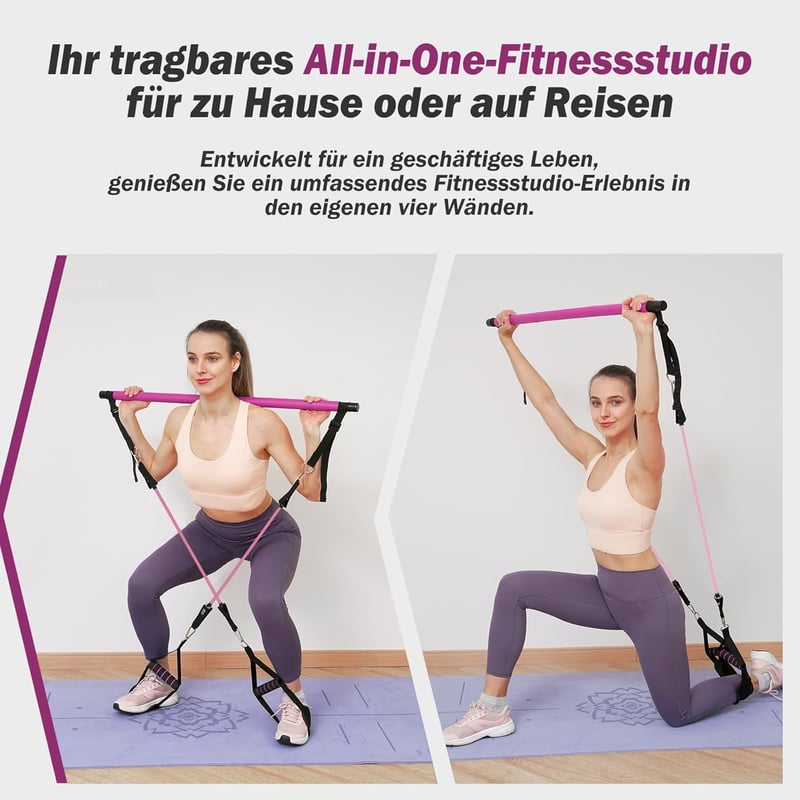 ALongSong Pilates rúd ellenállásos szalagokkal 180-360 LBS fitnesz készlet