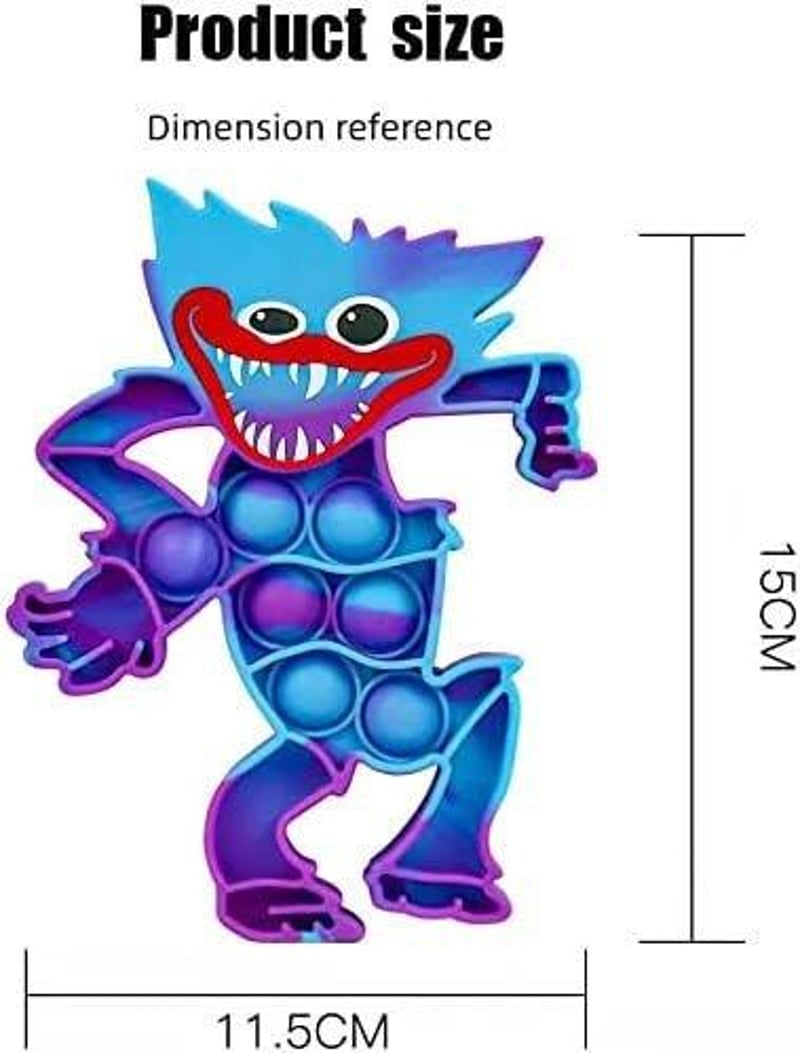 Kék Huggy Wuggy Pop It Antistressz Játék - Poppy Playtime Figura