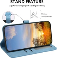 Vaitasy Samsung Galaxy A34 5G Kék Macskás Tok - PU Bőr Flip Védőtok Mágneses Zárral, Kártyatartóval és Állvánnyal, Prémium Telefontok 3