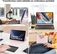 JADEMALL Samsung Galaxy Tab S9 FE 10.9"/S9 11" Rózsaszín Háttérvilágítású AZERTY Bluetooth Billentyűzetes Tok - Leválasztható, Mágneses, TPU 7