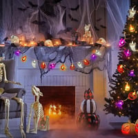 CHMMY Halloween LED Fényfüzér 20 LED-del - Tök, Szellem, Denevér Díszekkel - 2 Világítási Mód, Vízálló, Beltéri-Kültéri Dekoráció 3
