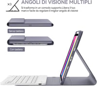 FOGARI iPad 10. Generációs Tok Háttérvilágítású Bluetooth Billentyűzettel, 10.9" Levehető Mágneses Billentyűzet, Apple Pencil Tartóval, Lila 4