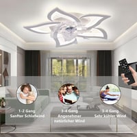 MiiR LED Mennyezeti Ventilátor Világítással - 69 cm Virág Alakú Lámpa, 5 Fényforrás, Távirányítóval és Applikációval, Fényerőszabályozható,  5