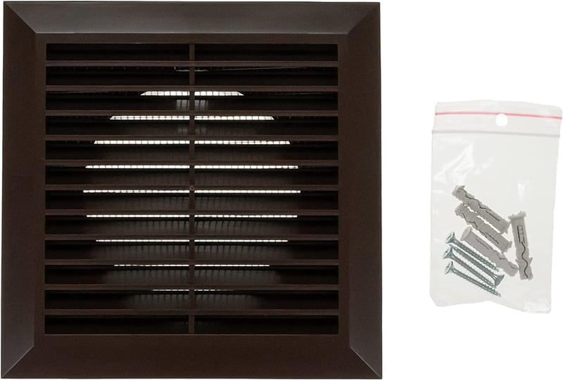 Vent Systems 100mm Kültéri Szellőzőrács 2db - Fürdőszobai Elszívó Fedél - Rovar, Madár és Rágcsálóvédelem - Barna Műanyag Szellőzőnyílás 10c