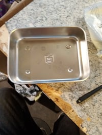 KXVXXV Posuda za pečenje od nehrđajućeg čelika za Airfryer 20x15x5 cm, tepsija za pećnicu na vrući zrak s rešetkom, silikonskim poklopcem i dodacima, srebrna 2