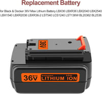 Black+Decker 36V kompatibilis akkumulátor - GOOALITY 2,5Ah lítium pótakku 4