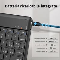 EasyAcc Bluetooth billentyűzet Windows/Android/iOS-hez, olasz kiosztás, 80cm USB-C kábel, fekete 6