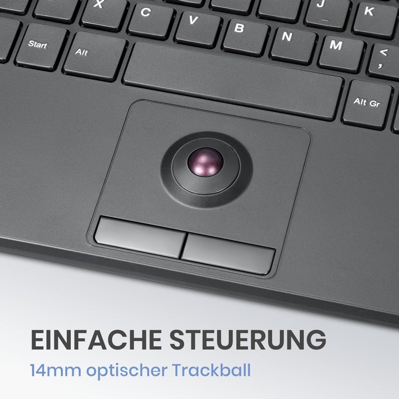 Perixx PERIBOARD-538 Kompakt Vezetékes USB Billentyűzet Beépített Trackball-lal, Ollós Mechanizmus, 2 USB Hub, Numerikus Billentyűzet, Német