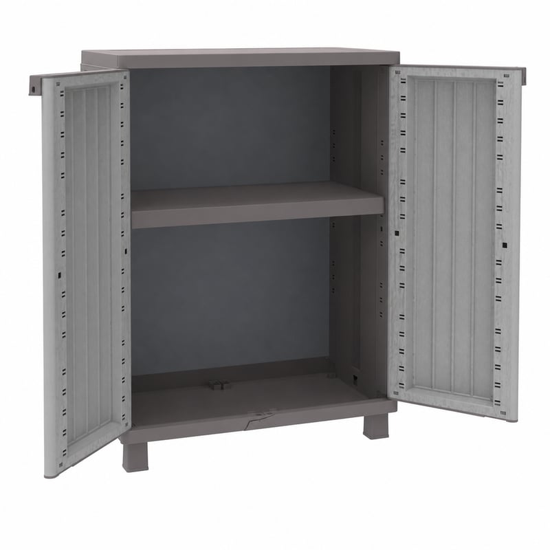 Dulap din plastic Terry JWood cu 1 poliță interioară, 68x37,5x91,5 cm, gri/taupe – deteriorare minimă la bază (stare: vezi a 2-a imagine)