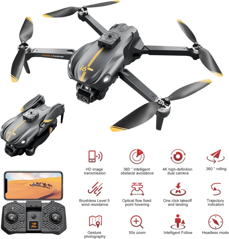 OKYUK Kezdő Drón 1080P HD FPV Kamerával, Magasságtartás, Automatikus Akadályelkerülés, 45 Perc Repülési Idő, Fejnélküli Mód, 3D Flip Funkció
