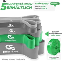 Coresteady Edzőgumi Erős Ellenállású Fitness Szalag - Zöld, 22-56 kg Terhelhetőség - Erőnléti Edzéshez, Izomépítéshez, Húzódzkodás Segítéshe 3