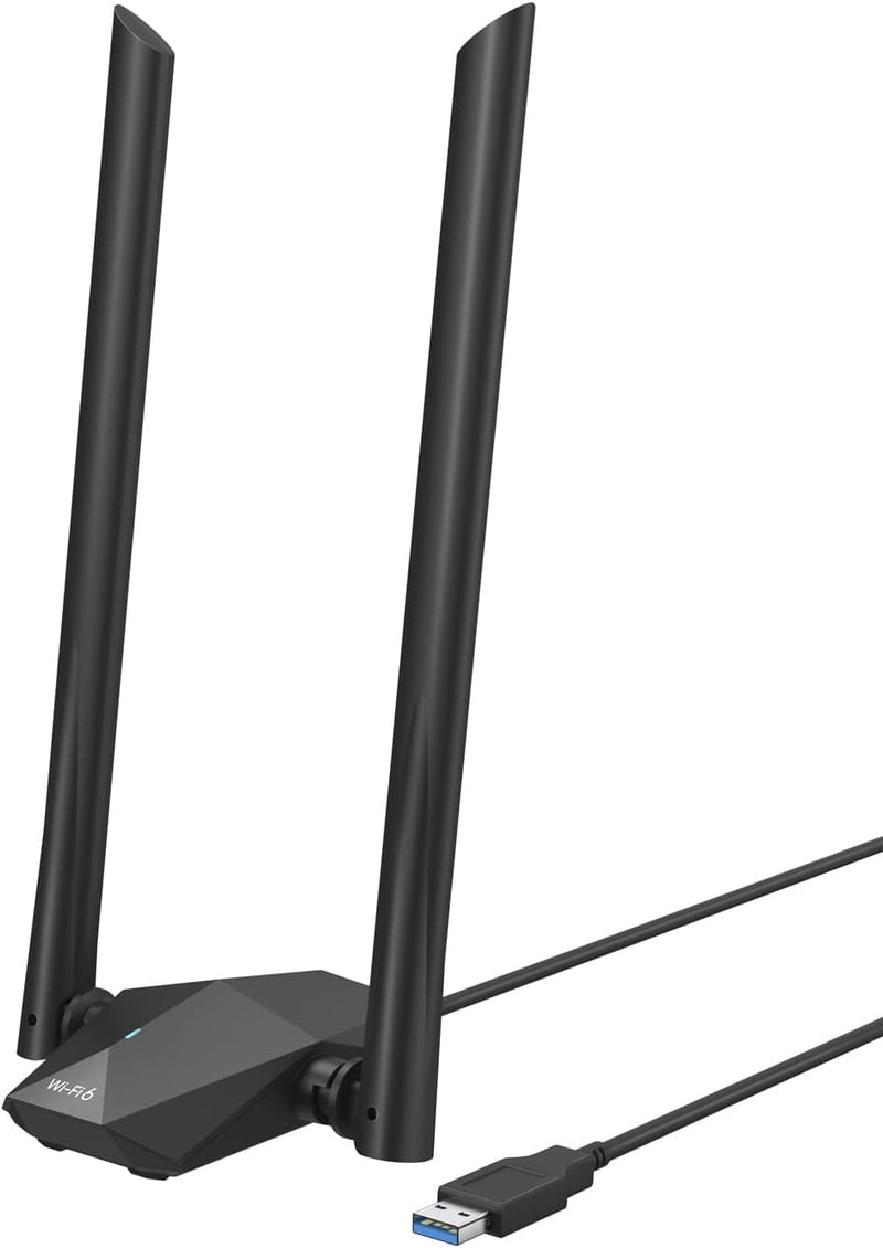 BrosTrend AX1800 WiFi 6 USB adapter PC-hez, nagy hatótávolságú, kettős sávú (1201Mbps/5GHz + 574Mbps/2.4GHz), két 5dBi antennával, Windows 1