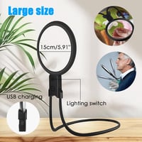 Ntrjtrss Kéz Nélküli Nagyító Lámpa - 36 LED-es Olvasó Nagyító USB Töltéssel, 10X-30X Nagyítás, Flexibilis Nyakkal, 3 Üzemmód, Időseknek, Jav 2