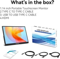 Thinlerain 14" Hordozható Érintőképernyős Monitor - Full HD IPS Kijelző, USB-C/HDMI Csatlakozás, 10 Pontos Érintés, PC/Laptop Kiegészítő 6