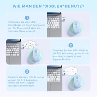 Seenda Vezeték Nélküli LED Egér, Újratölthető Jiggler Funkcióval, Csendes 2.4G USB Egér Laptophoz, 2000 DPI, Világoskék 6