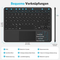 Emetok 7 színű háttérvilágítású német QWERTZ Bluetooth billentyűzet trackpaddal iPad-hez 6